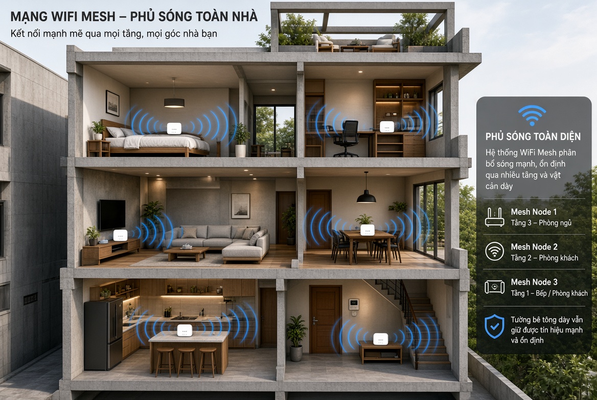 giải pháp phủ sóng wifi xuyên tường